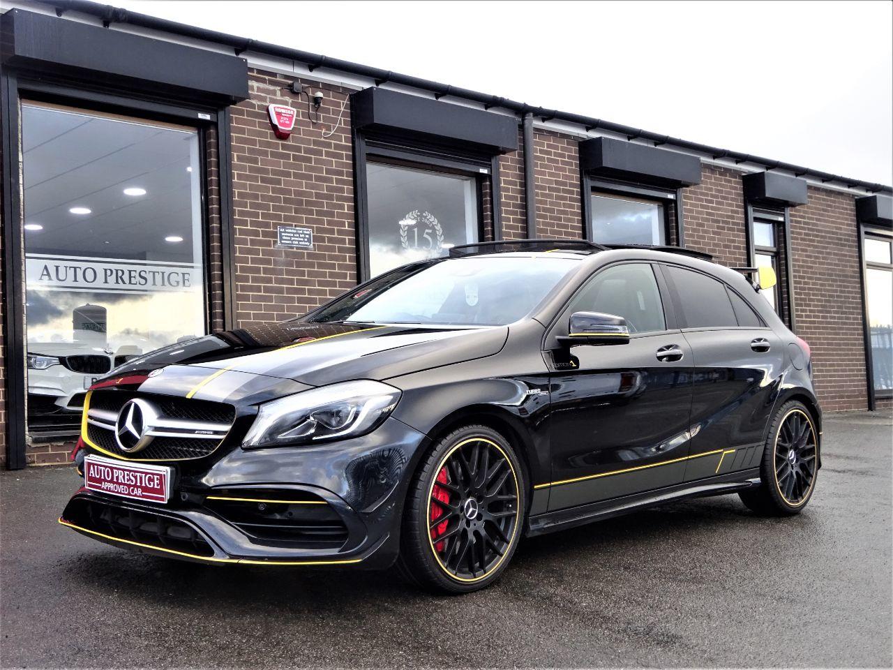 Mercedes-Benz A Class 2.0 A45 AMG AUTO HUGH SPEC AERO PACK PAN ROOF YELLOW EDITION PACK Hatchback Petrol Black at Autoprestige Bradford