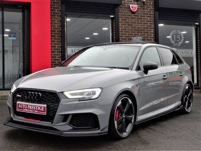 Audi RS3 2.5 Quattro 5dr S Tronic NARDO GREY HUGH SPEC PAN ROOF RED STITCHED BUCKET LEATHER SPORTS EXHAUSTS Hatchback Petrol Grey