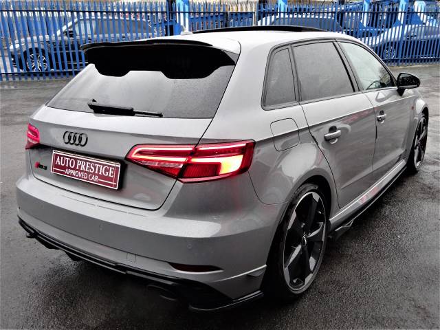 2018 Audi RS3 2.5 Quattro 5dr S Tronic NARDO GREY HUGH SPEC PAN ROOF RED STITCHED BUCKET LEATHER SPORTS EXHAUSTS