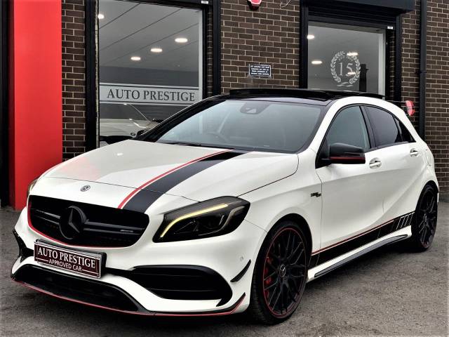 Mercedes-Benz A 45 2.0 AMG 4MATIC AUTO 67 REG HUGE SPECIFICATION CALCITE WHITE AS NEW CONDITION Hatchback Petrol White