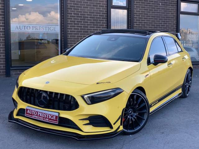 2019 Mercedes-Benz A Class 2.0 A35 4Matic Premium Plus 5dr Auto HUGE SPEC SUNFLOWER YELLOW BLACK PACKAGE EDITION 1 DECALS AS NEW