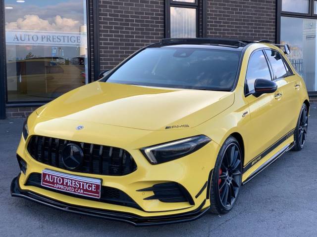 2019 Mercedes-Benz A Class 2.0 A35 4Matic Premium Plus 5dr Auto HUGE SPEC SUNFLOWER YELLOW BLACK PACKAGE EDITION 1 DECALS AS NEW