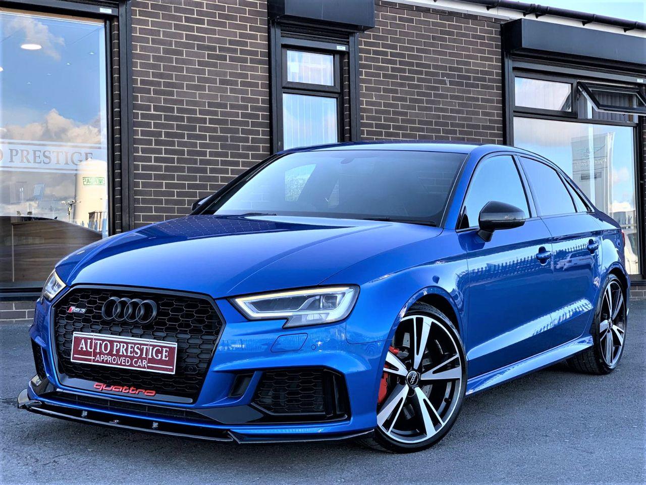 Audi RS3 2.5 TFSI RS 3 Quattro 4dr S Tronic WITH EXTRAS BUCKETS BLACK PACK COMFORT SOUND PACK 67 REG Saloon Petrol Blue at Autoprestige Bradford