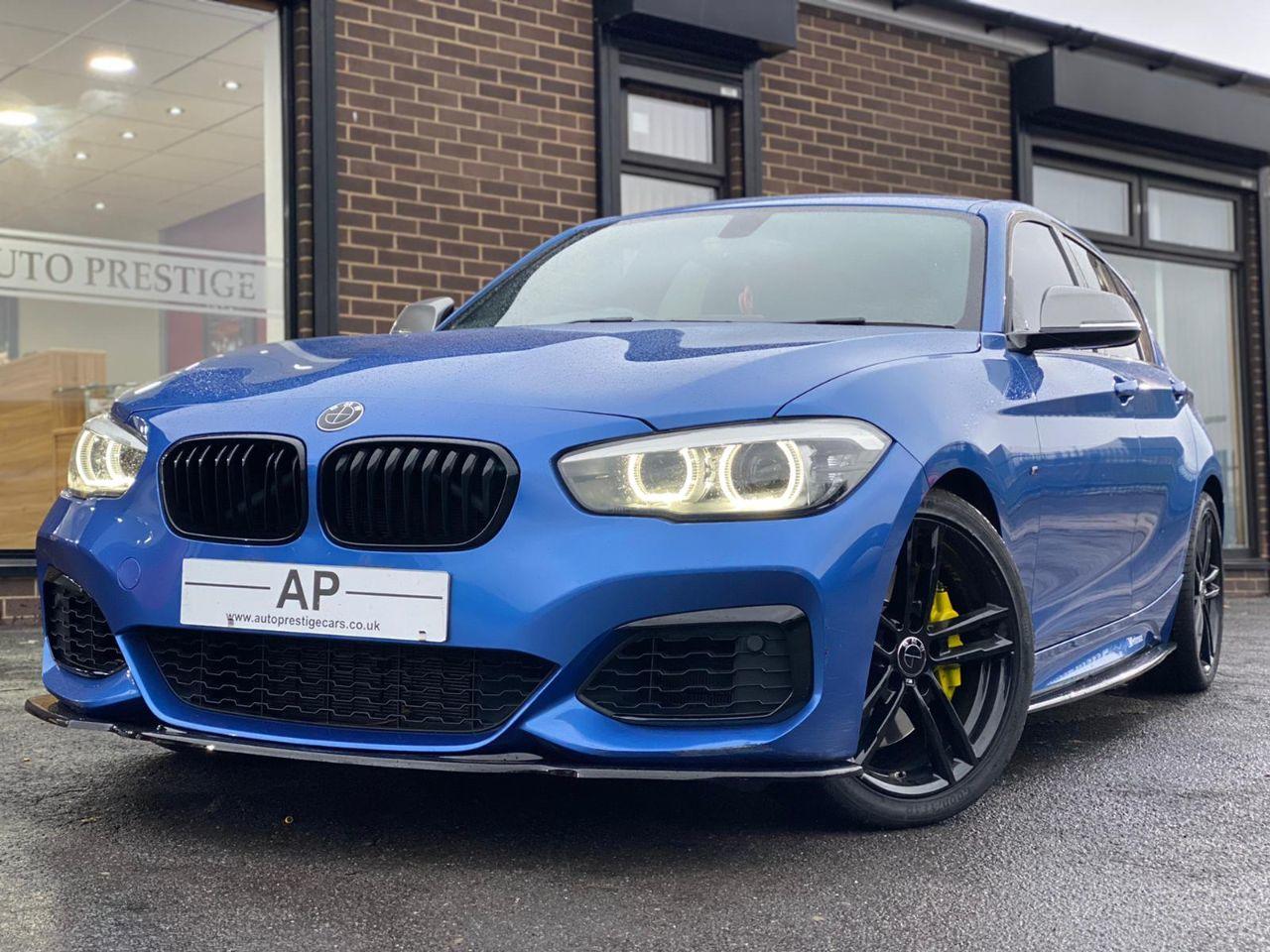 BMW 1 Series 3.0 M140i Shadow Edition 5dr Step Auto ESTORIL BLUE 68 REG PRO NAV UPGRADED ALLOYS Hatchback Petrol Blue at Autoprestige Bradford