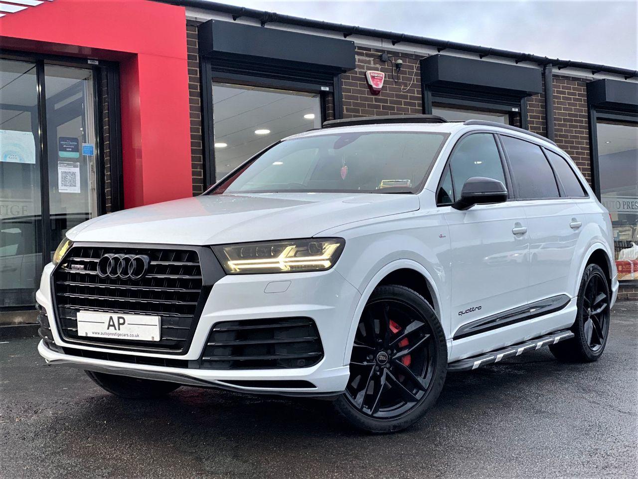 Audi Q7 3.0 TDI Quattro S Line 5dr Tip Auto BLACK EDITION PAN ROOF DVD TV SYSTEM SPECIAL PAINTS LOW TAX Estate Diesel White at Autoprestige Bradford