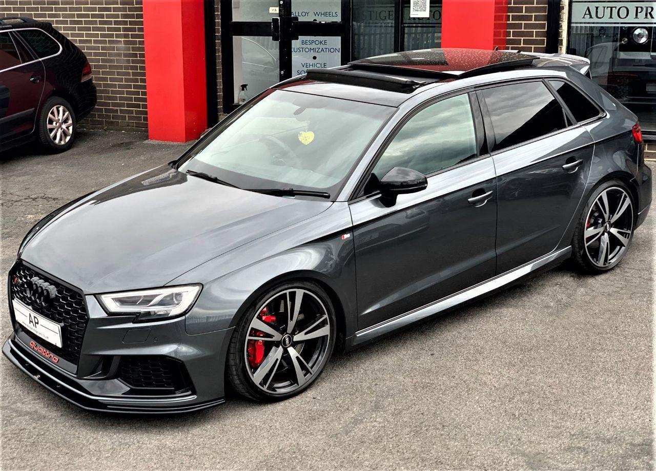 Audi RS3 2.5 RS 3 TFSI 400 Quattro Audi Sport Ed 5dr S Tronic PAN ROOF BUCKETS H AND R SPRINGS Hatchback Petrol Grey at Autoprestige Bradford