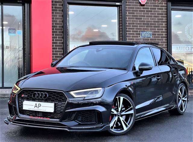 Audi RS3 2.5 Quattro 4dr DAZZA EVERY EXTRA CRYSTAL PAINT COMFORT PACK BLACK PACK STAGE 1 INFINIT 500 BHP Saloon Petrol Black