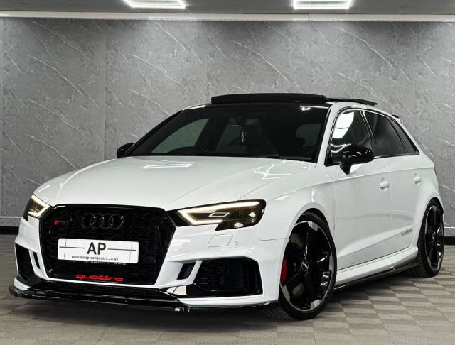 Audi RS3 2.5 Quattro 5dr MRC STAGE 2 550 17K UPGRADES BUCKETS PAN CARBON EVENTURI MILLTEKS DESIGN PACK AUDISON Hatchback Petrol White