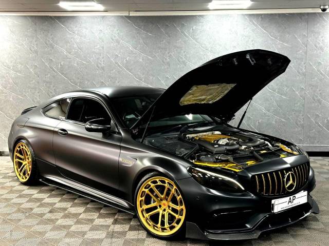 Mercedes-Benz C 63 AMG 4.0 COUPE 2dr Auto S SPECIFICATION PURE TUNING 900 SHOW CAR 50K SPEND GOLD PLATED SIGNATURES ONE OFF Coupe Petrol Black