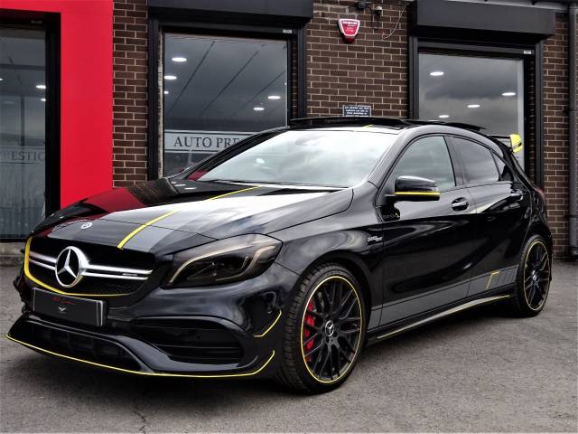 Mercedes-Benz AMG 2.0 A45 4Matic Premium 5dr Auto BLACK BRAND NEW DRY STORED VATQ YELLOW NIGHT EDITION SPEC 67 Hatchback Petrol Black