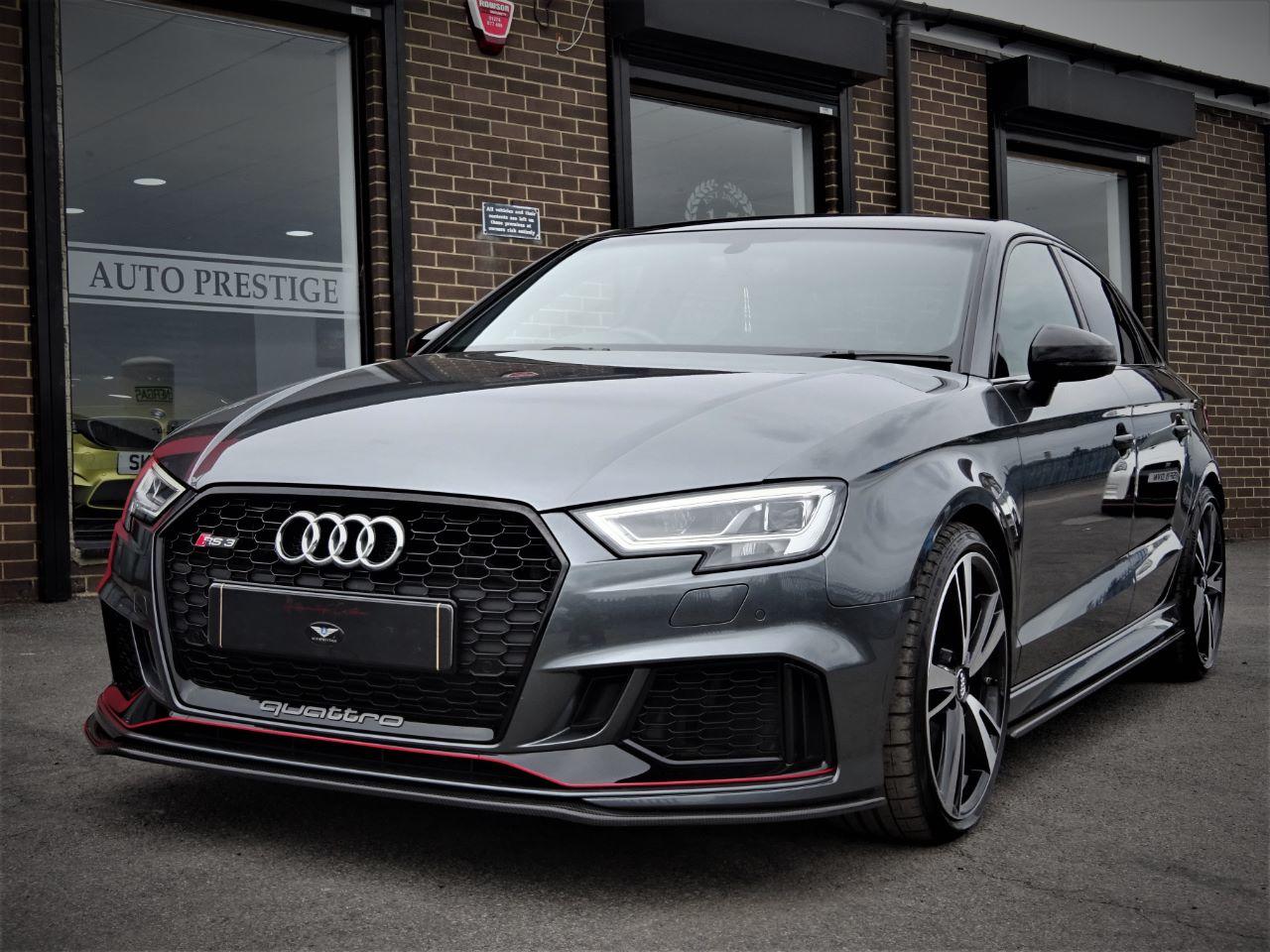 Audi RS3 2.5 TFSI RS 3 Quattro 4dr S Tronic WITH EXTRAS 68 REG AS NEW LOW MILEAGE CARBON AERO PACK Saloon Petrol Daytona Grey Pearl Effect at Autoprestige Bradford